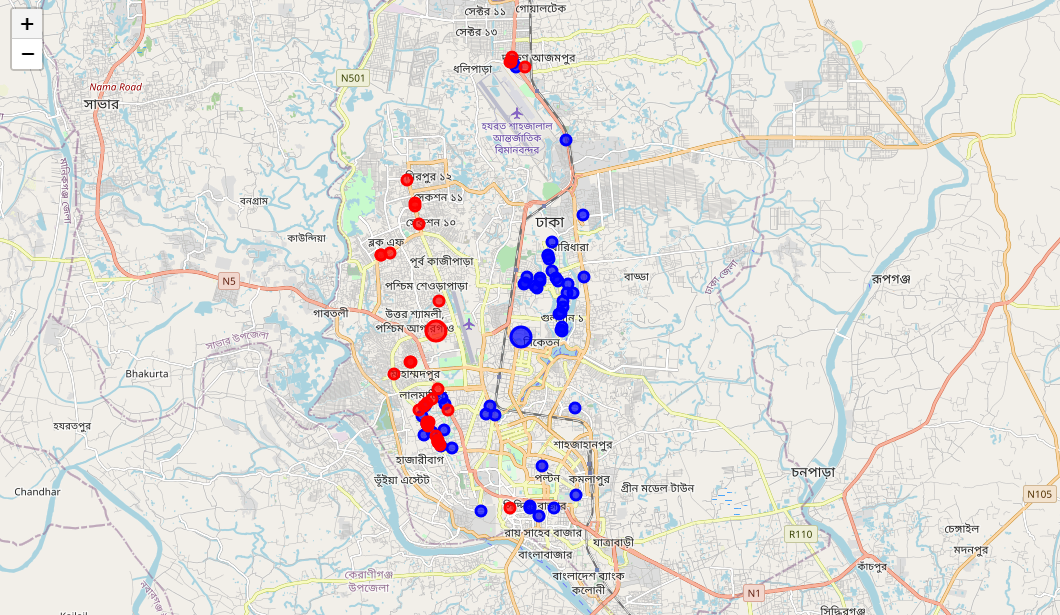 cluster map Data Analysis for finding the best venues in Dhaka, Bangladesh